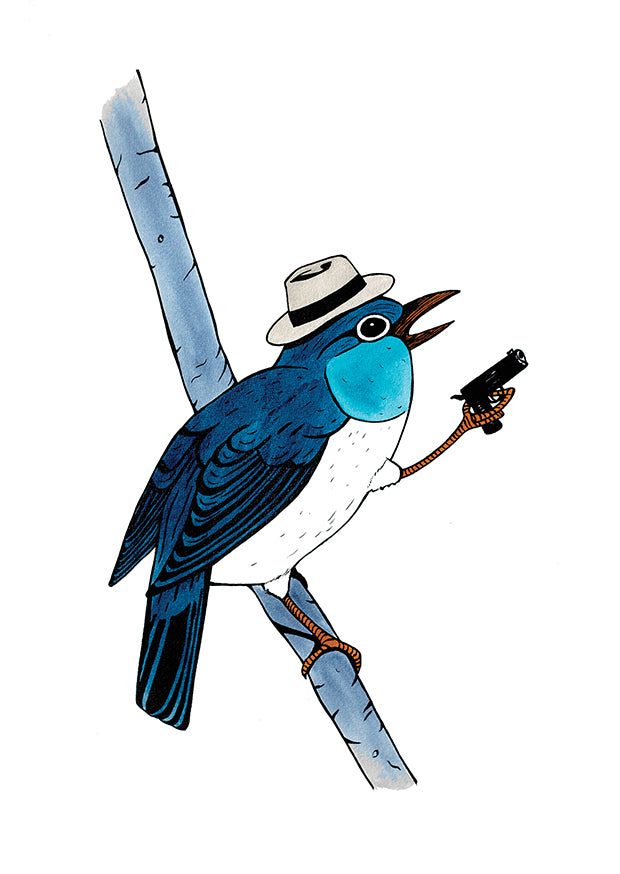 "Bird with gun" - Fine art print