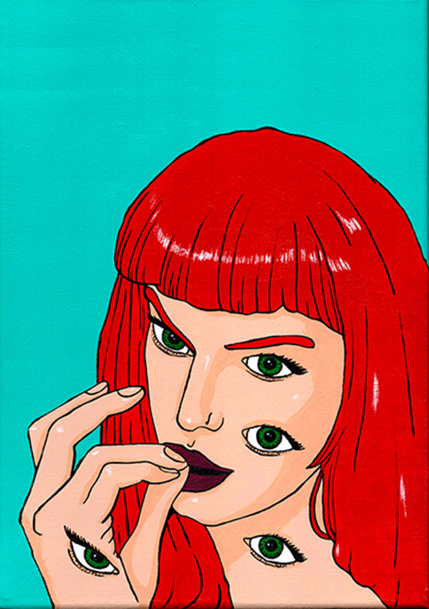 "Five green eyes and red hair" - Fine art print