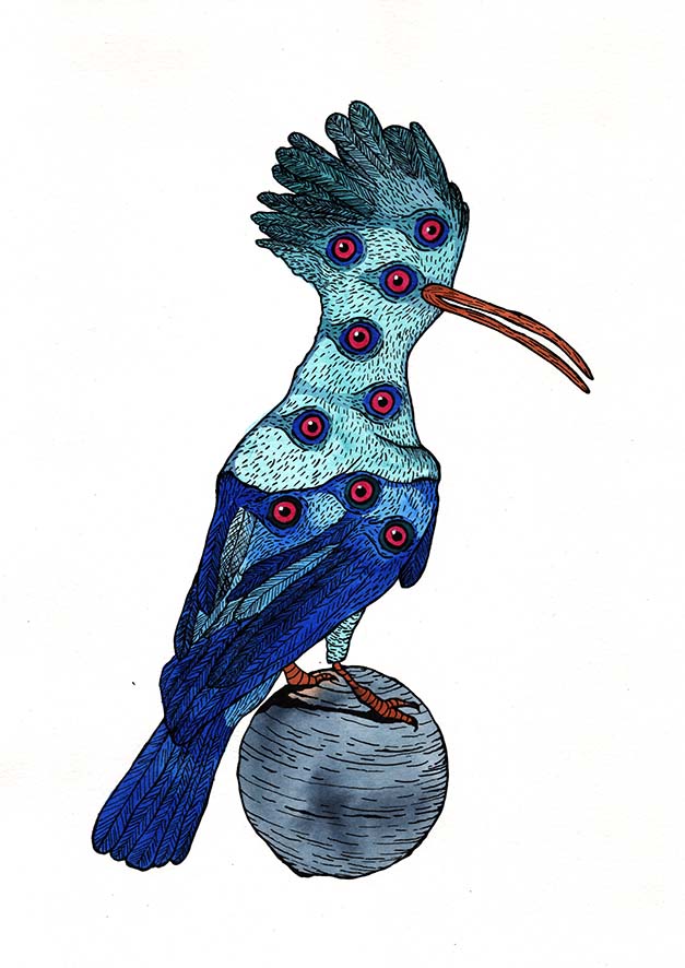"Hoopoe with nine eyes" - Fine art print