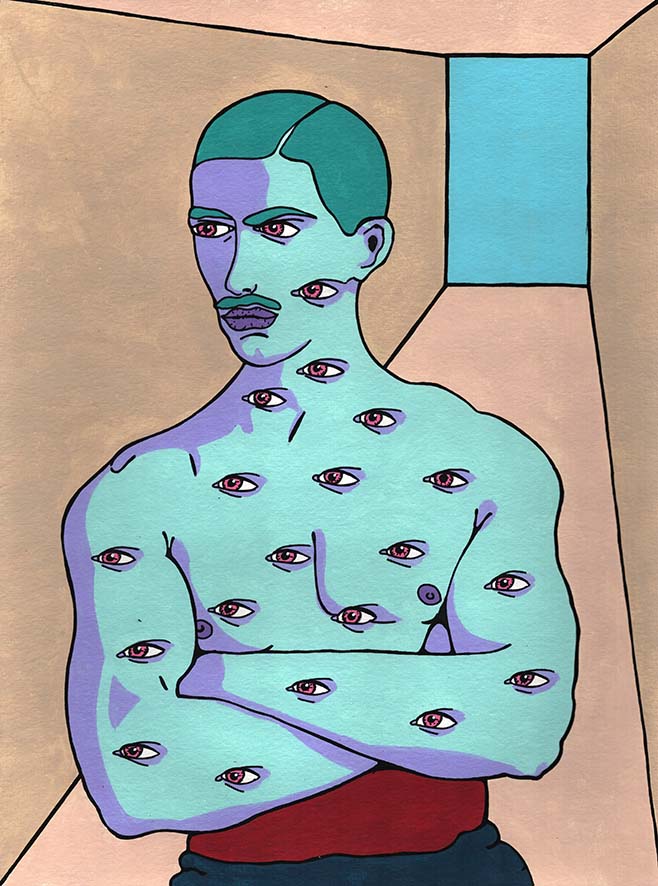 "Blue Strongman with 21 eyes." - Fine art print.