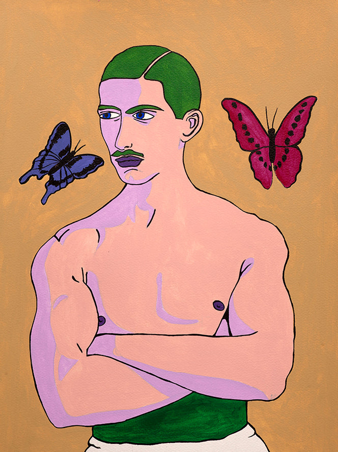 "Strongman with butterflies." - Fine art print.