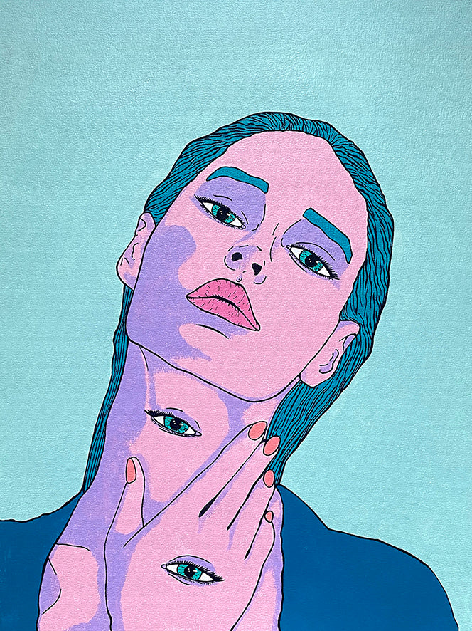 "Turquoise hair and four eyes" - Fine art print